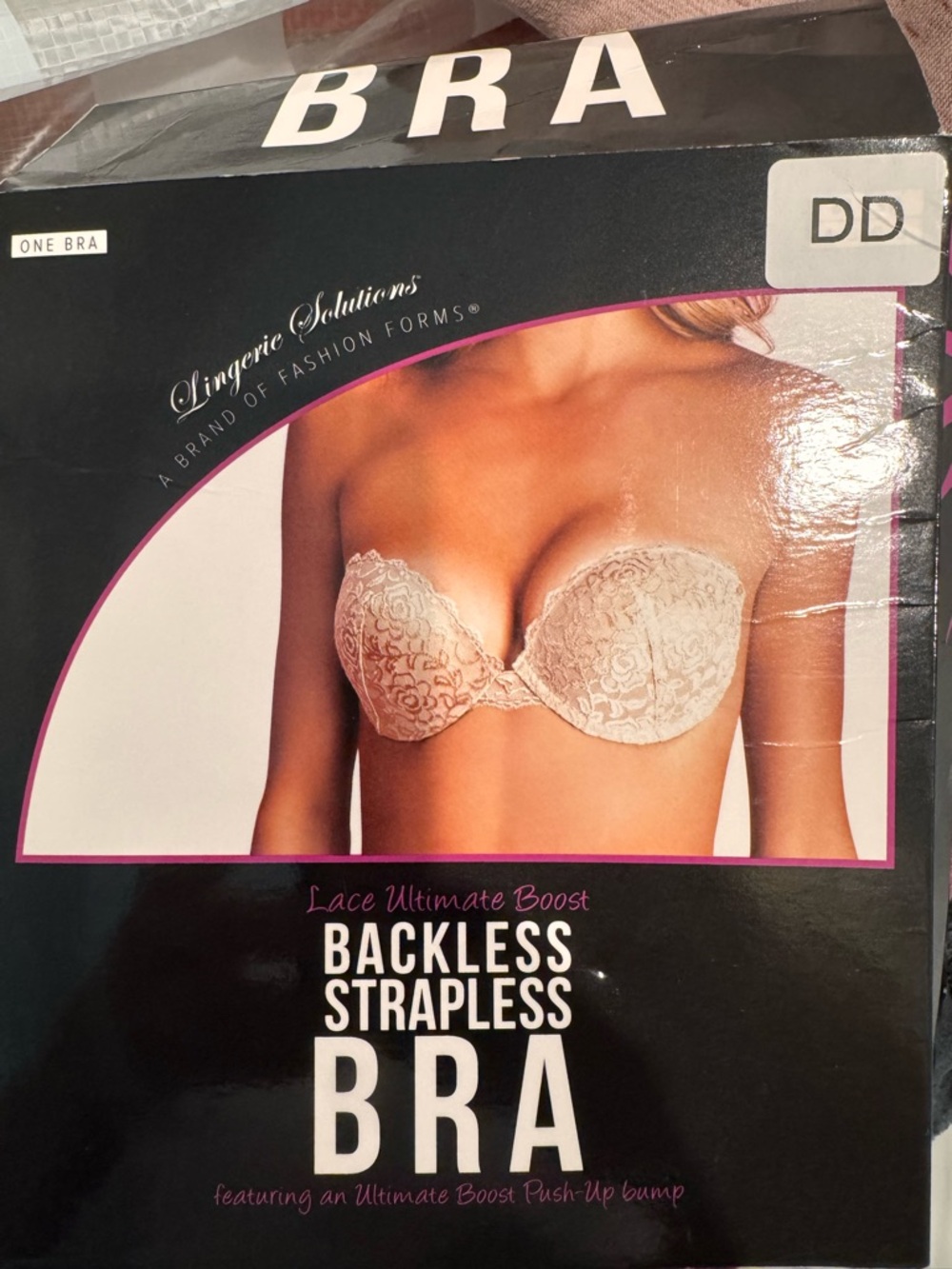 Lace Backless Strapless Bra - Nude DD